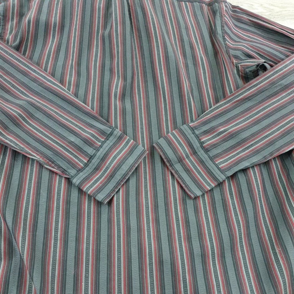 Tasso Elba Mens XL Long Sleeve Shirt Office Business Dress Designer Maroon Black - Picture 7 of 10